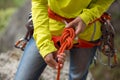 ÃÂ¡limber making a eight rope knot Royalty Free Stock Photo